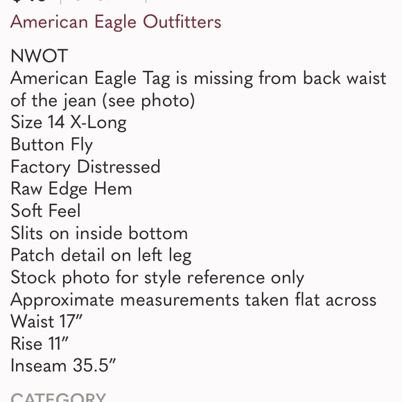 American Eagle Vintage Hi-Rise Flare Jeans 14 X-Long - Picture 11 of 11